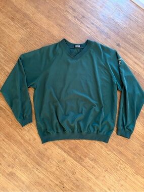 Vintage Ashworth Golf Windshirt Pullover Mens Large Forest Green USA V-Neck